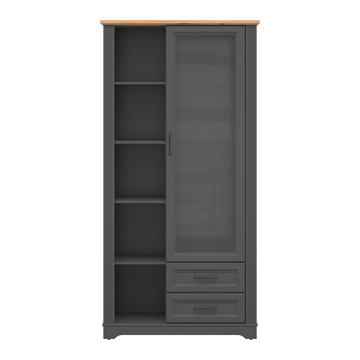 Vaisselier 1 porte 2 tiroirs Charlie Gris Anthracite - vue 3
