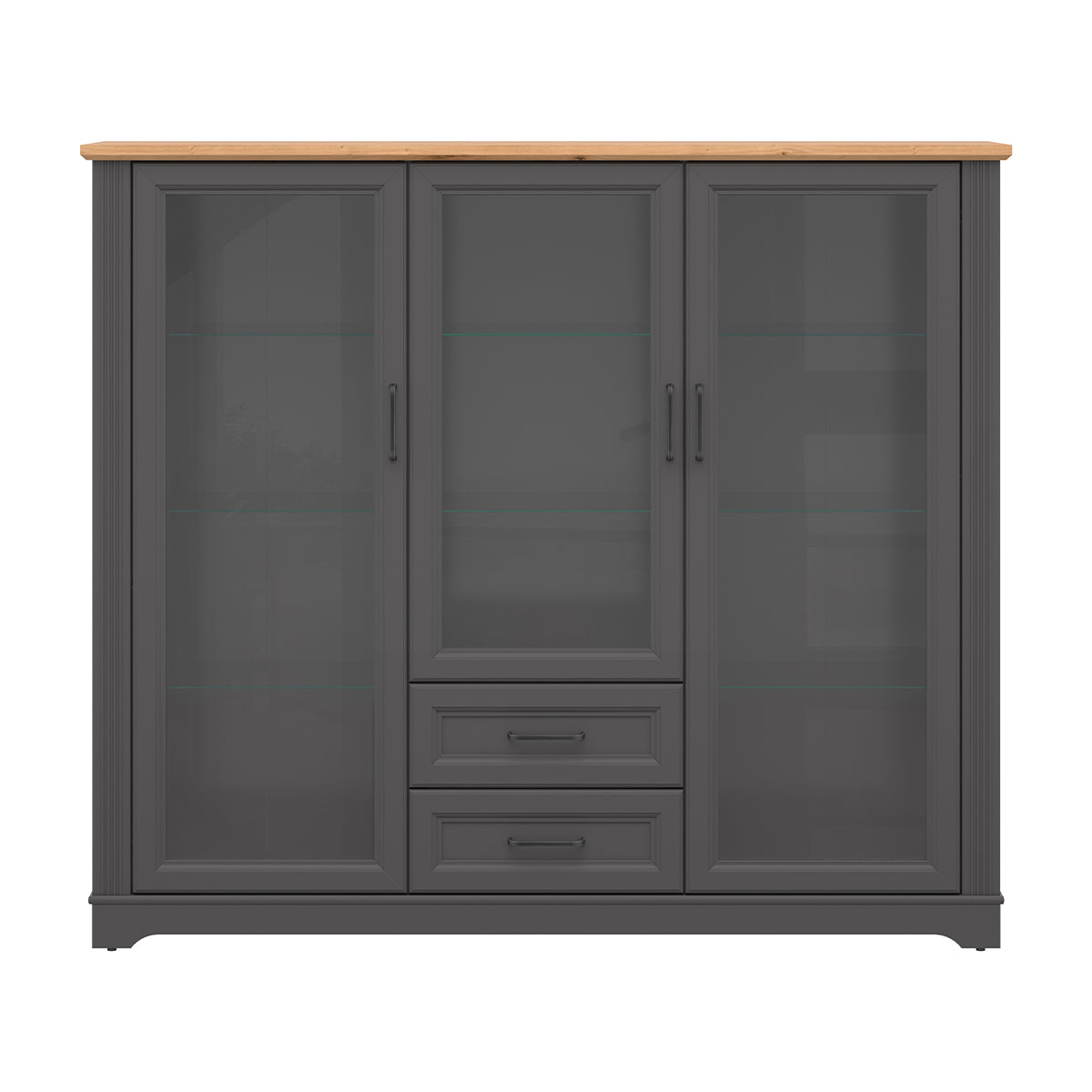 Vaisselier bas 3 portes 2 tiroirs Charlie Gris Anthracite - vue 3