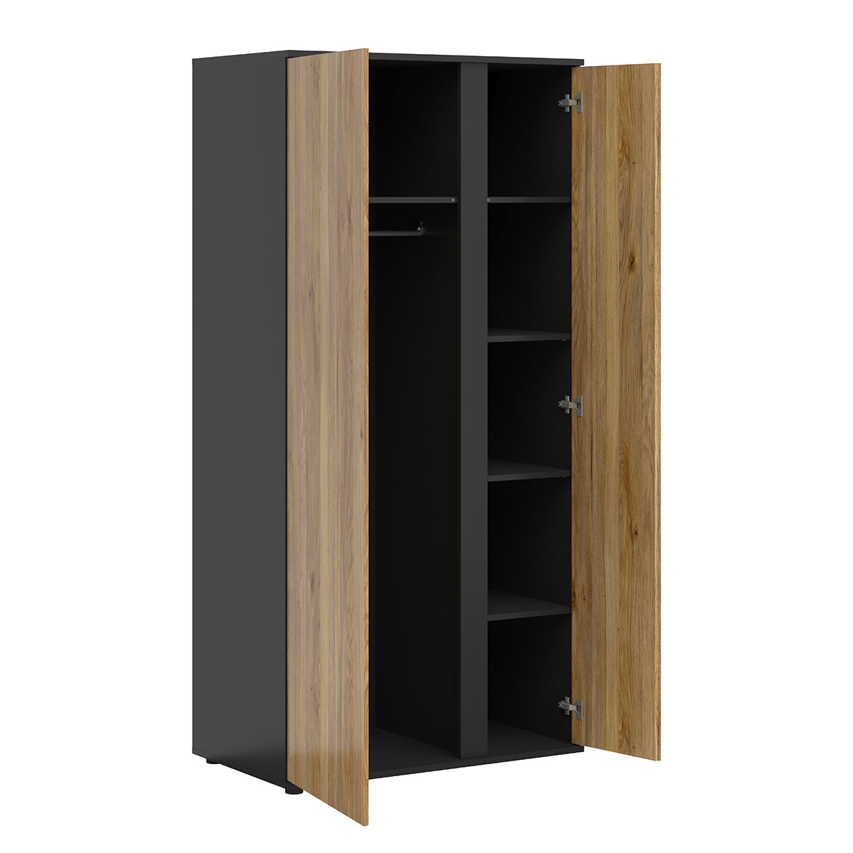 Armoire 2 portes Pia Noir et Bois - vue 2