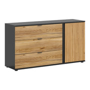 Buffet 3 tiroirs 1 porte Pia Noir et Bois