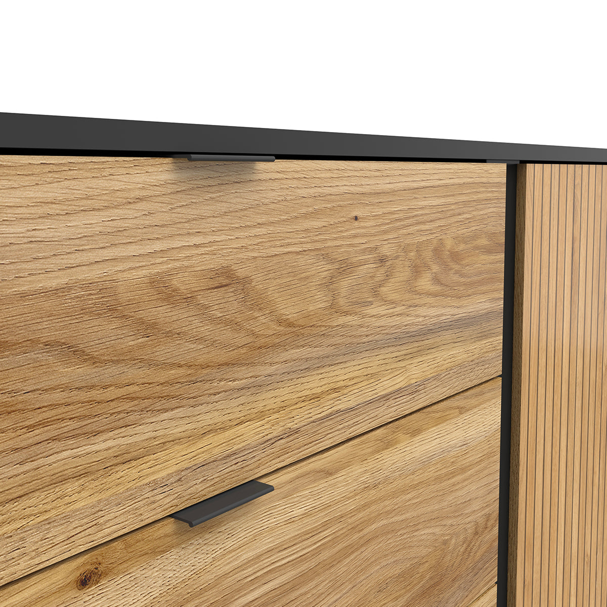 Buffet 3 tiroirs 1 porte Pia Noir et Bois - vue 3