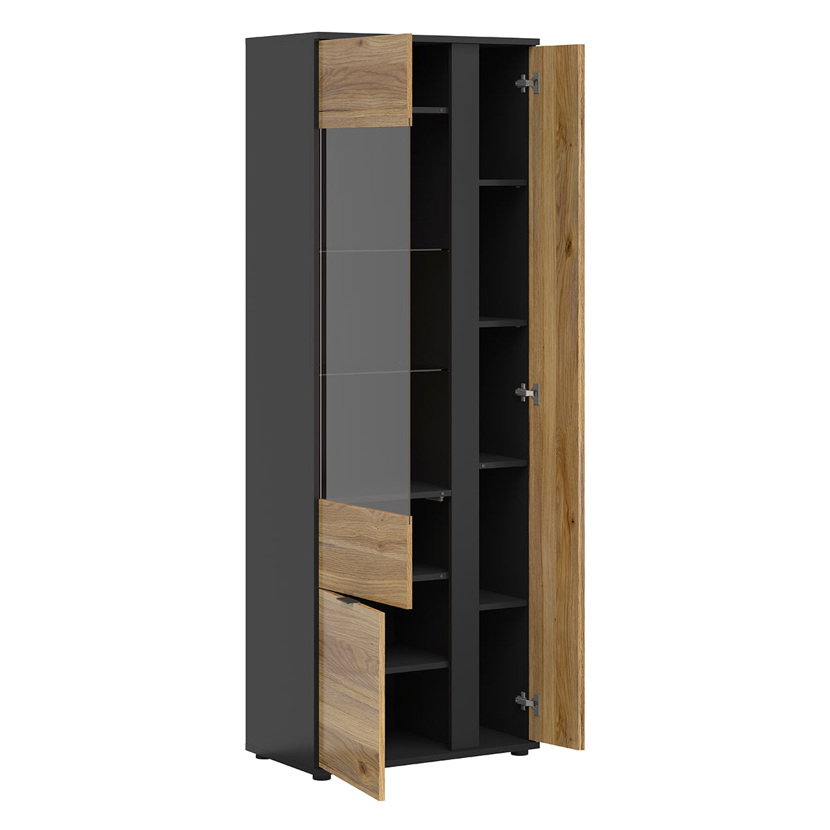 Vaisselier 3 portes Pia Noir et Bois - vue 2