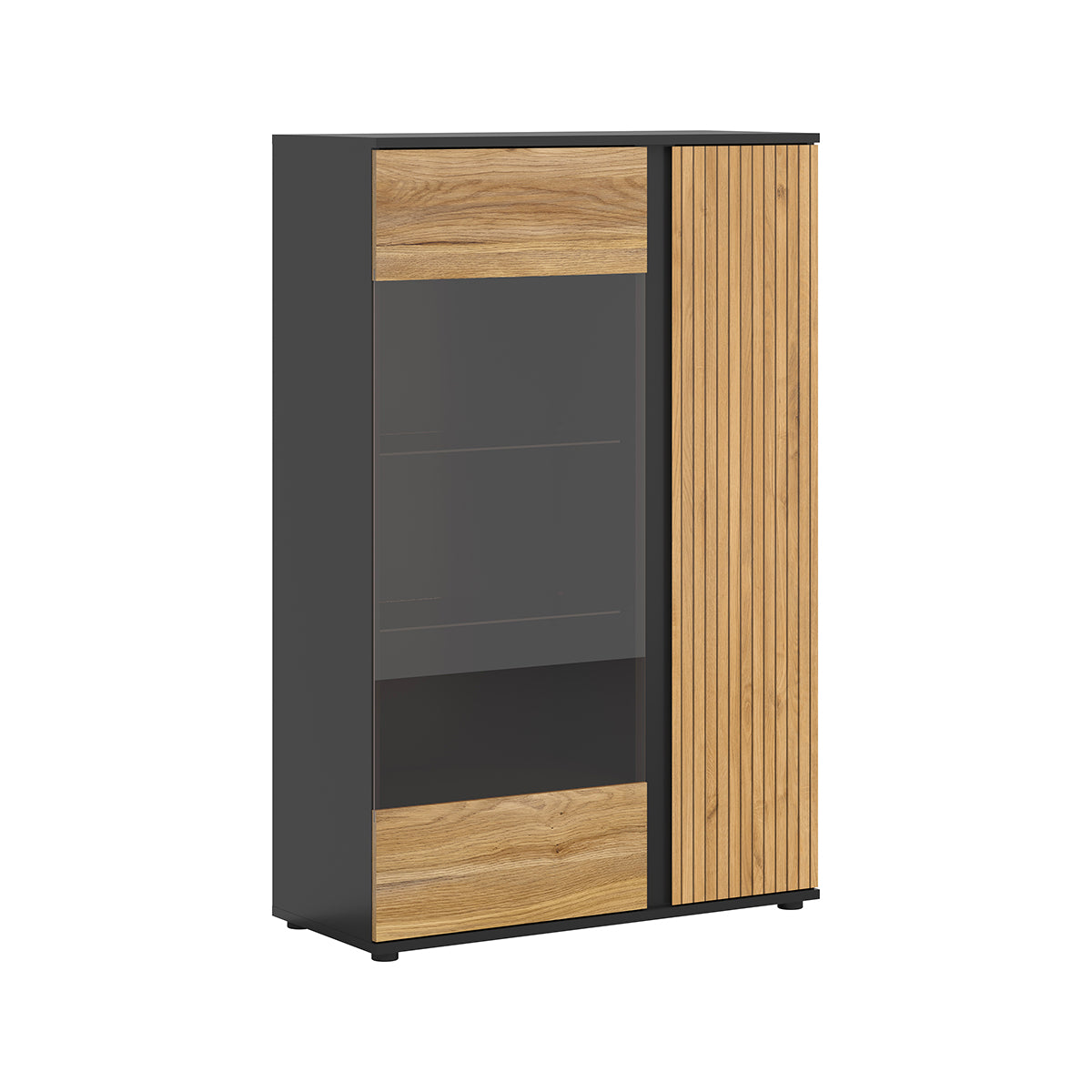 Vaisselier bas 2 portes Pia Noir et Bois