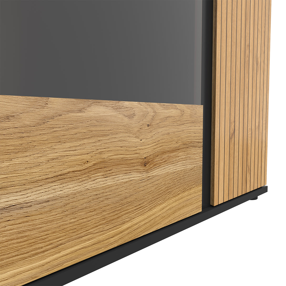 Vaisselier bas 2 portes Pia Noir et Bois - vue 3