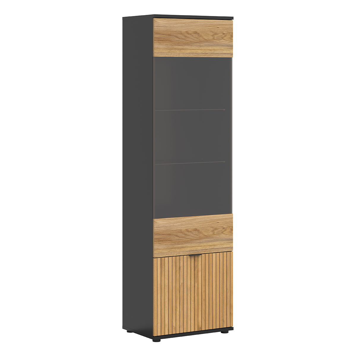 Vitrine 2 portes Pia Noir et Bois