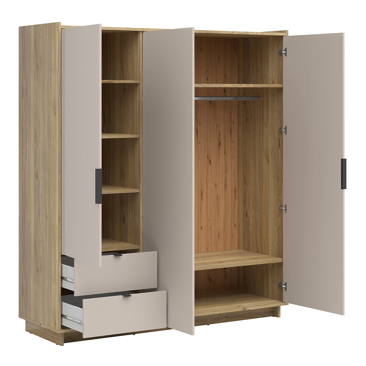 Armoire 3 portes 2 tiroirs Donna Cachemire et Bois - vue 2