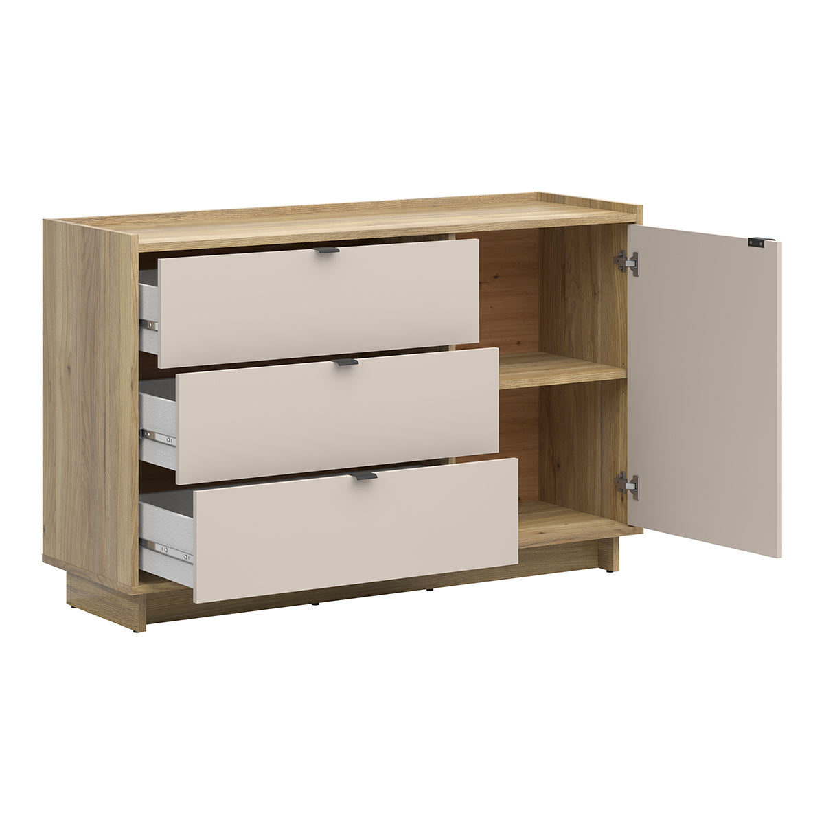 Commode 1 porte 3 tiroirs Donna Cachemire et Bois - vue 2