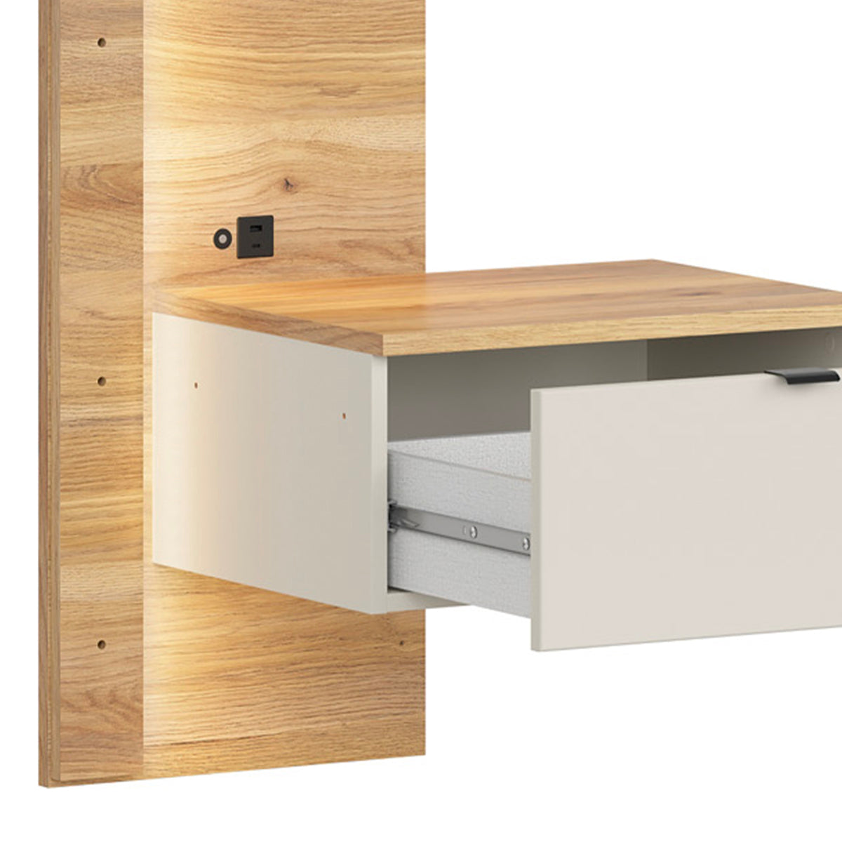 Lit 160x200 sommier chevet LED et prise USB inclus Naya Cachemire - vue 3