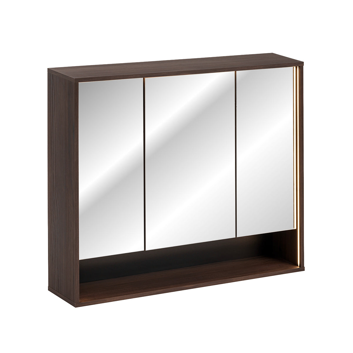 Miroir armoire murale 3 portes 100cm Moka Bois foncé