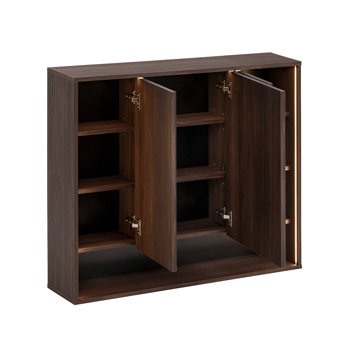 Miroir armoire murale 3 portes 100cm Moka Bois foncé - vue 2