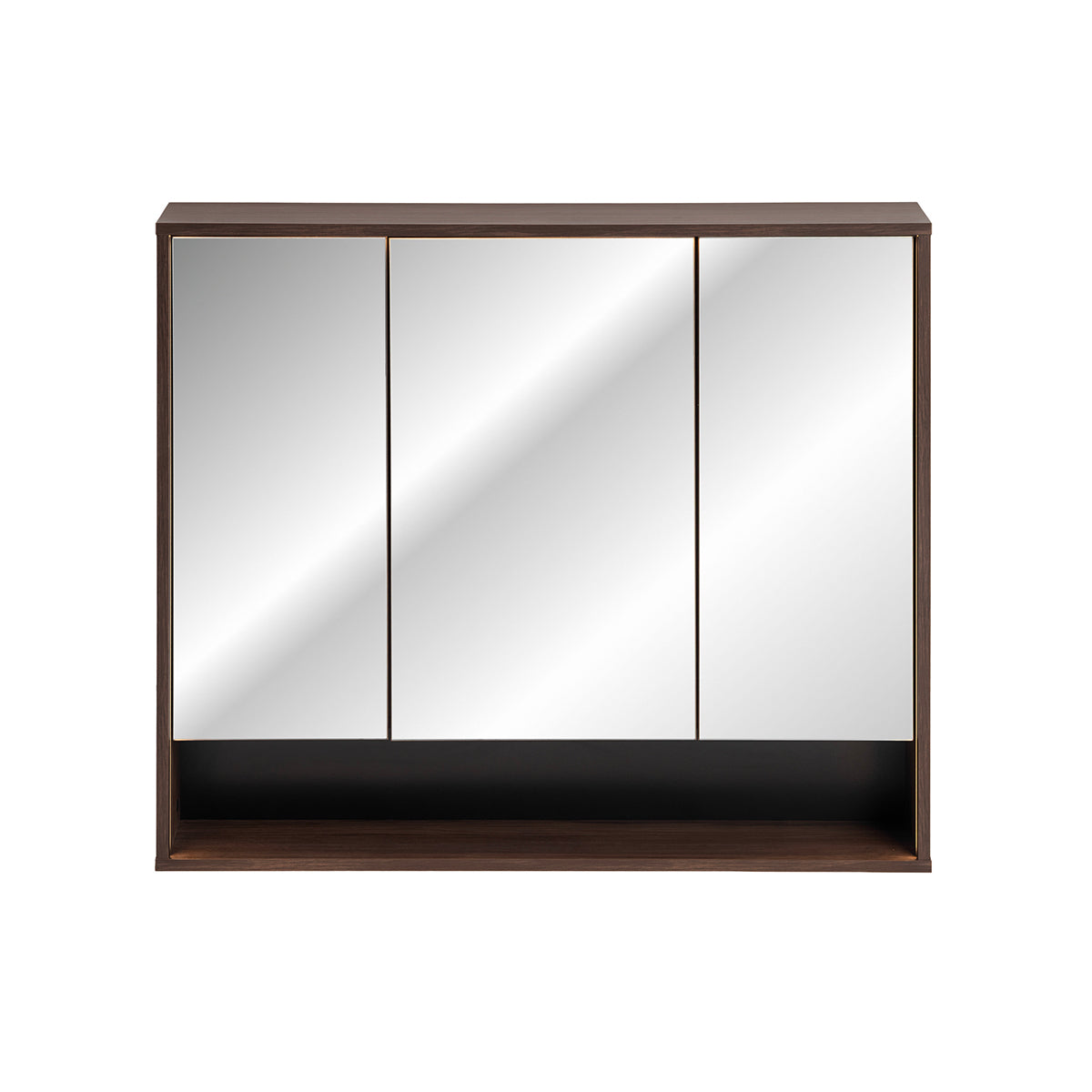 Miroir armoire murale 3 portes 100cm Moka Bois foncé - vue 3