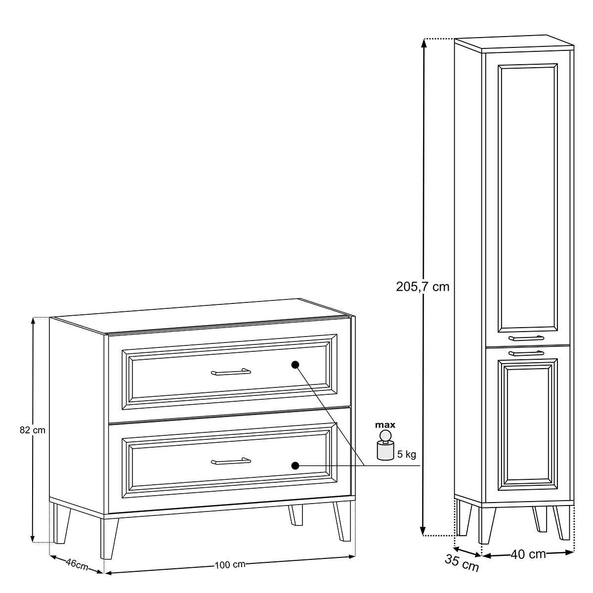 Ensemble meuble simple vasque encastrée 100cm et colonne Moka Bois foncé - vue 9