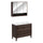 Ensemble meuble simple vasque encastrée droite 100cm et armoire miroir Moka Bois foncé