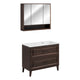 Ensemble meuble simple vasque encastrée droite 100cm et armoire miroir Moka Bois foncé