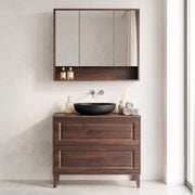 Ensemble meuble simple vasque 100cm et armoire miroir Moka Bois foncé