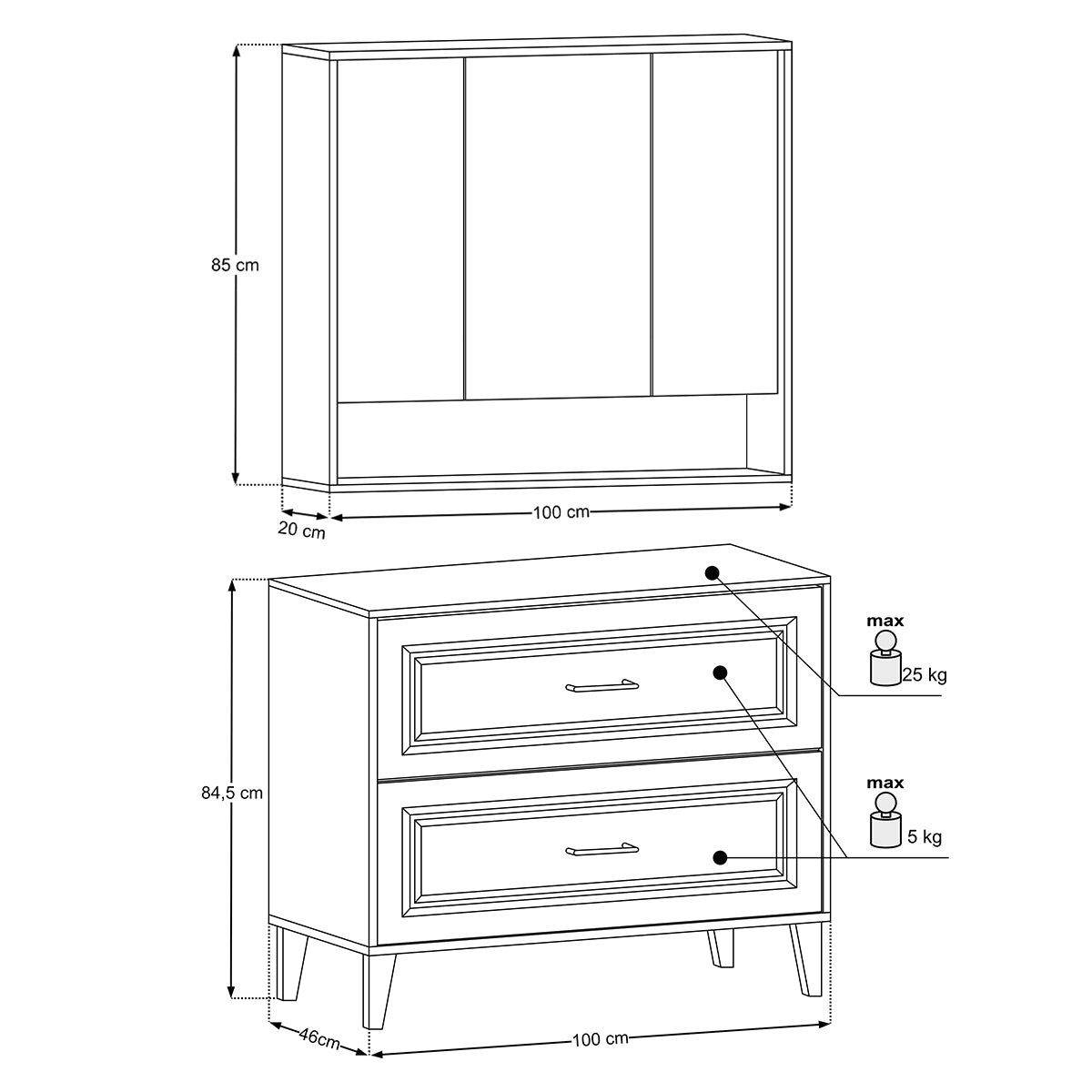 Ensemble meuble simple vasque 100cm et armoire miroir Moka Bois foncé - vue 13