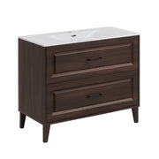 Meuble simple vasque encastrée 100cm Moka Bois foncé