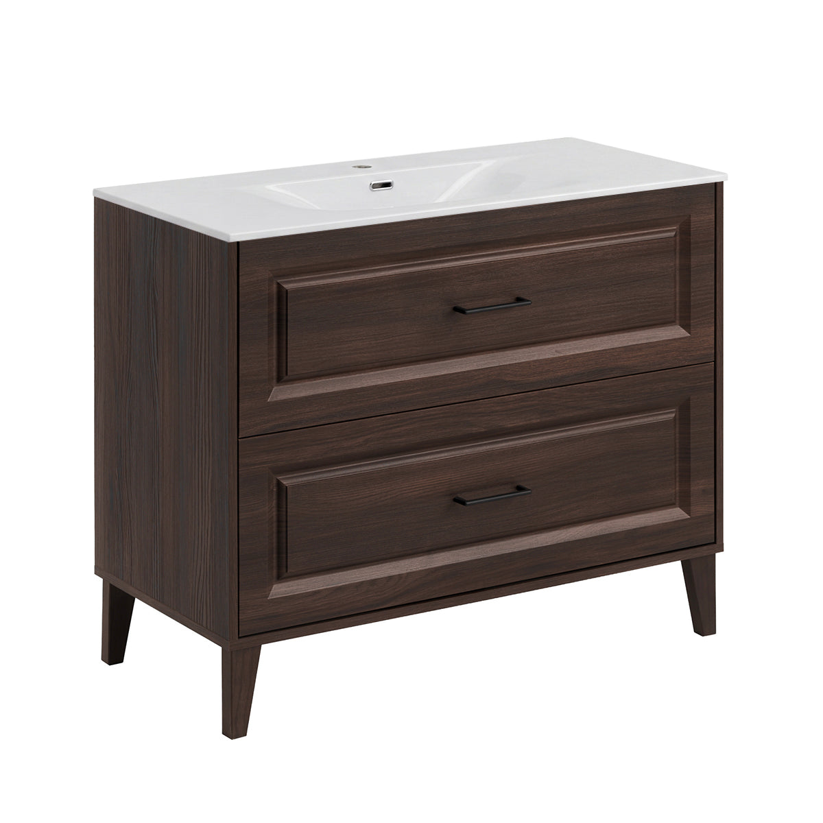 Meuble simple vasque encastrée 100cm Moka Bois foncé