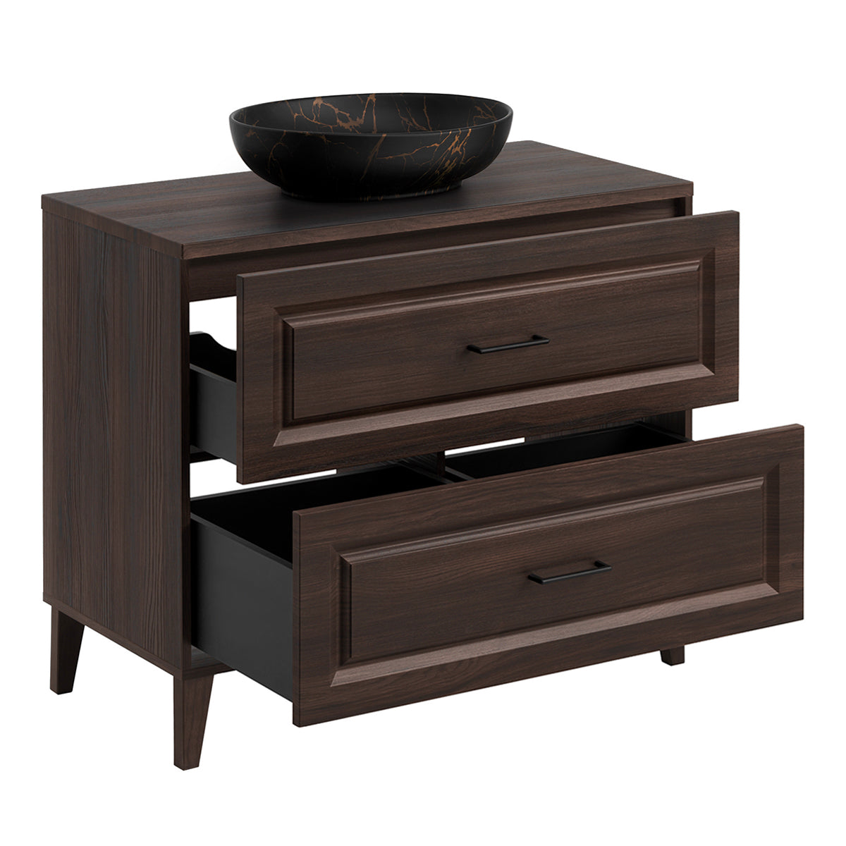 Ensemble meuble simple vasque 100cm colonne et armoire miroir Moka Bois foncé - vue 3