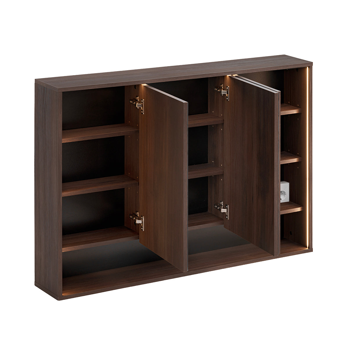 Ensemble meuble simple vasque encastrée 120cm et armoire miroir Moka Bois foncé - vue 5