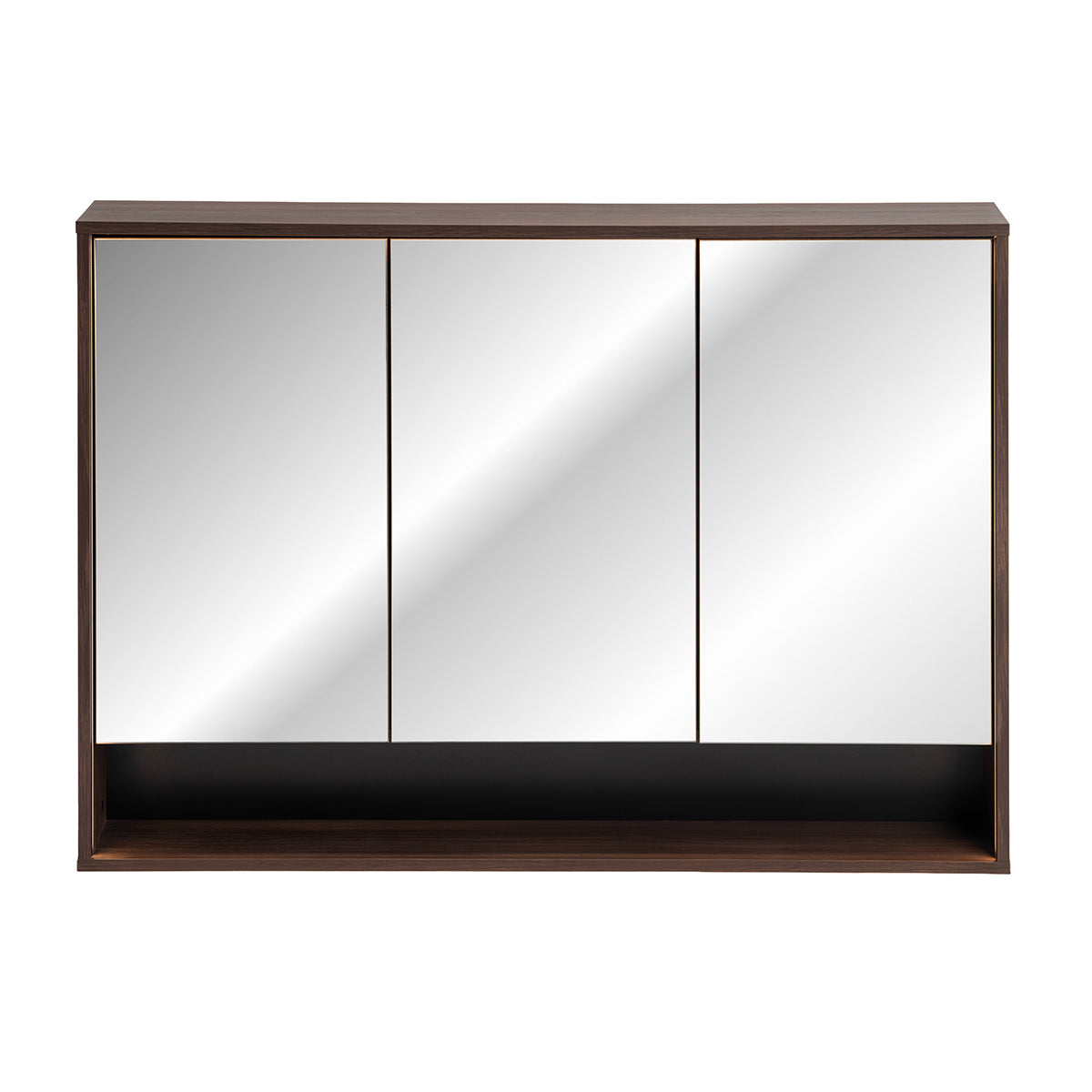 Miroir armoire murale 3 portes 120cm Moka Bois foncé - vue 3
