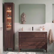 Ensemble meuble simple vasque encastrée 120cm et colonne Moka Bois foncé