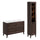 Ensemble meuble simple vasque encastrée droite 120cm et colonne Moka Bois foncé