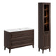 Ensemble meuble simple vasque encastrée droite 120cm et colonne Moka Bois foncé