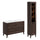 Ensemble meuble simple vasque encastrée gauche 120cm et colonne Moka Bois foncé