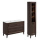 Ensemble meuble simple vasque encastrée gauche 120cm et colonne Moka Bois foncé