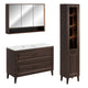 Ensemble meuble simple vasque encastrée gauche 120cm colonne et armoire miroir Moka Bois foncé