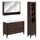 Ensemble meuble simple vasque encastrée gauche 100cm colonne et armoire miroir Moka Bois foncé