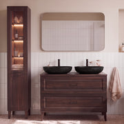 Ensemble meuble double vasque 120cm et colonne Moka Bois foncé
