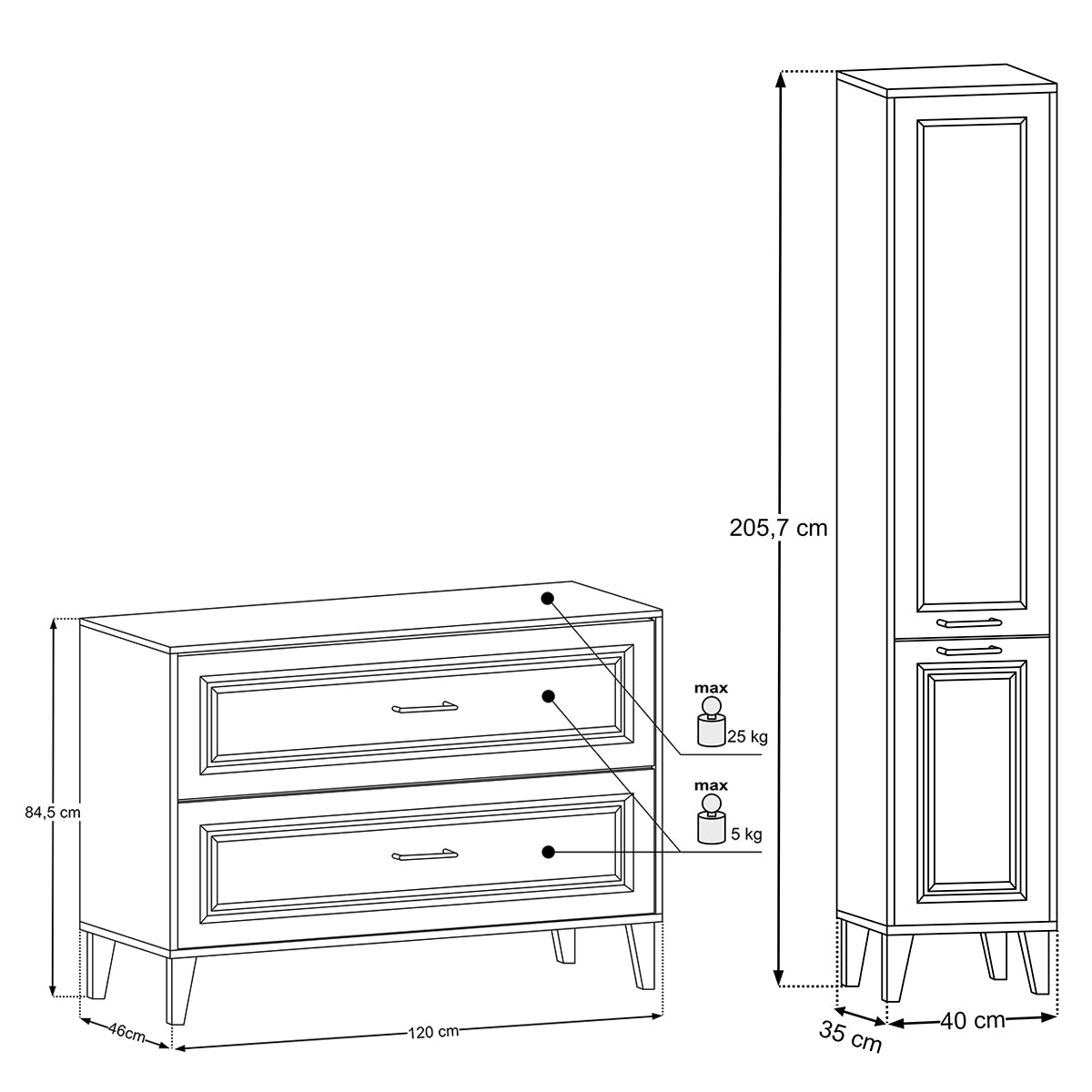 Ensemble meuble double vasque 120cm et colonne Moka Bois foncé - vue 12