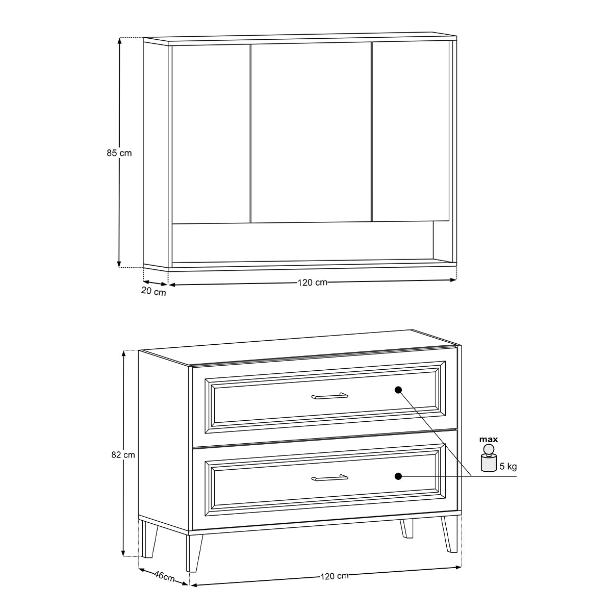 Ensemble meuble simple vasque encastrée 120cm et armoire miroir Moka Bois foncé - vue 13