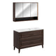 Ensemble meuble simple vasque encastrée droite 120cm et armoire miroir Moka Bois foncé