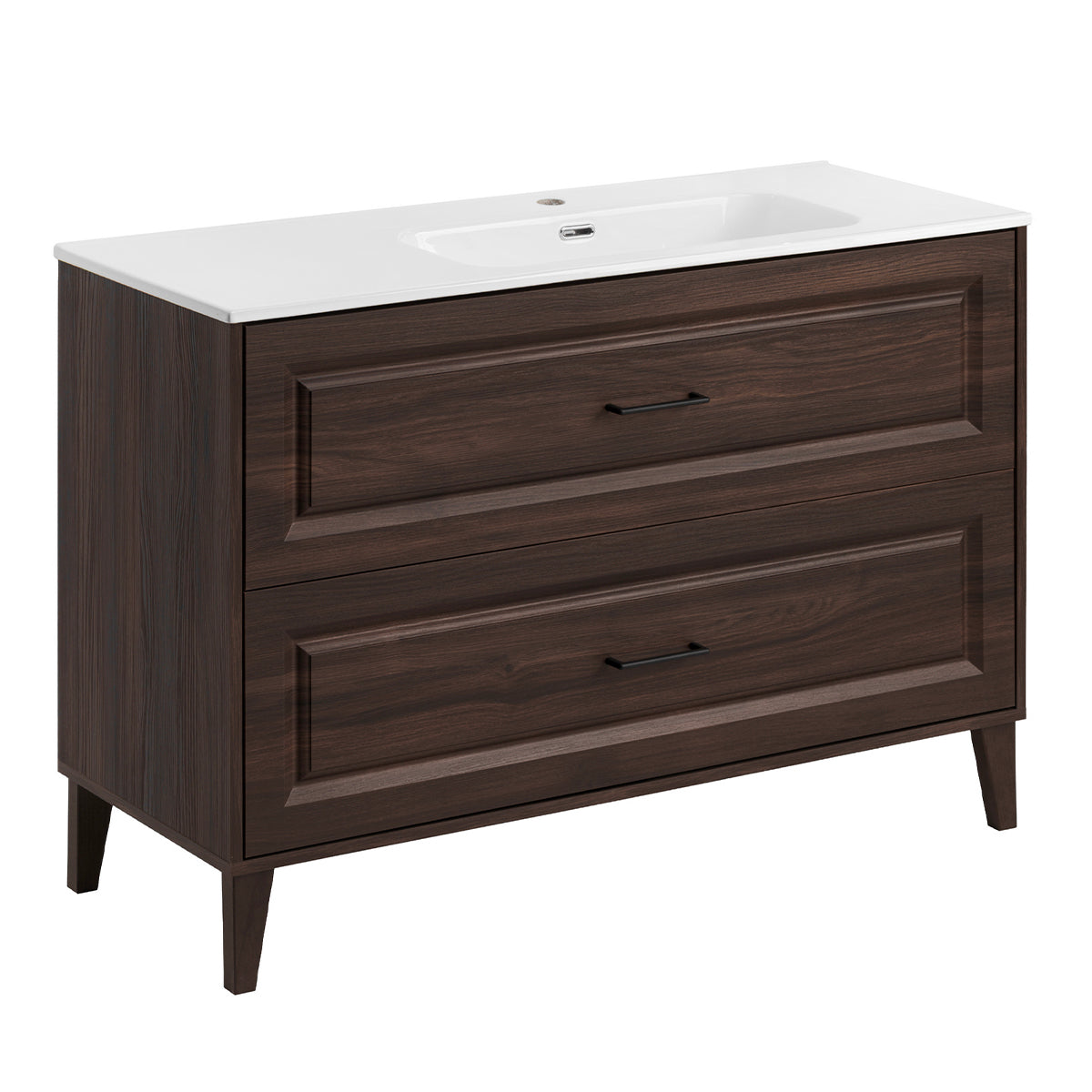 Ensemble meuble simple vasque encastrée droite 120cm colonne et armoire miroir Moka Bois foncé - vue 4
