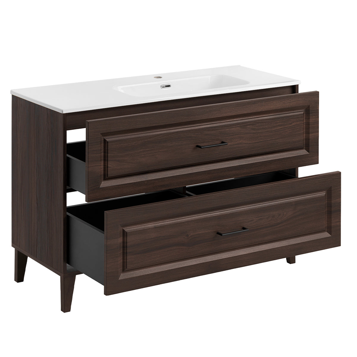Ensemble meuble simple vasque encastrée droite 120cm et armoire miroir Moka Bois foncé - vue 3