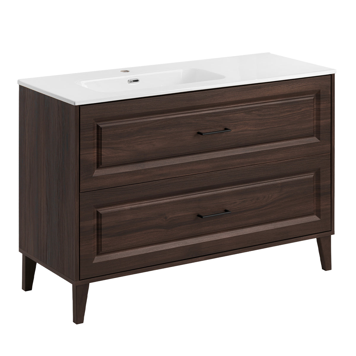 Meuble simple vasque encastrée gauche 120cm Moka Bois foncé