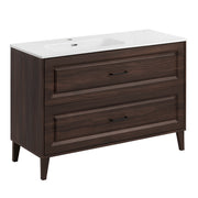 Meuble simple vasque encastrée gauche 120cm Moka Bois foncé