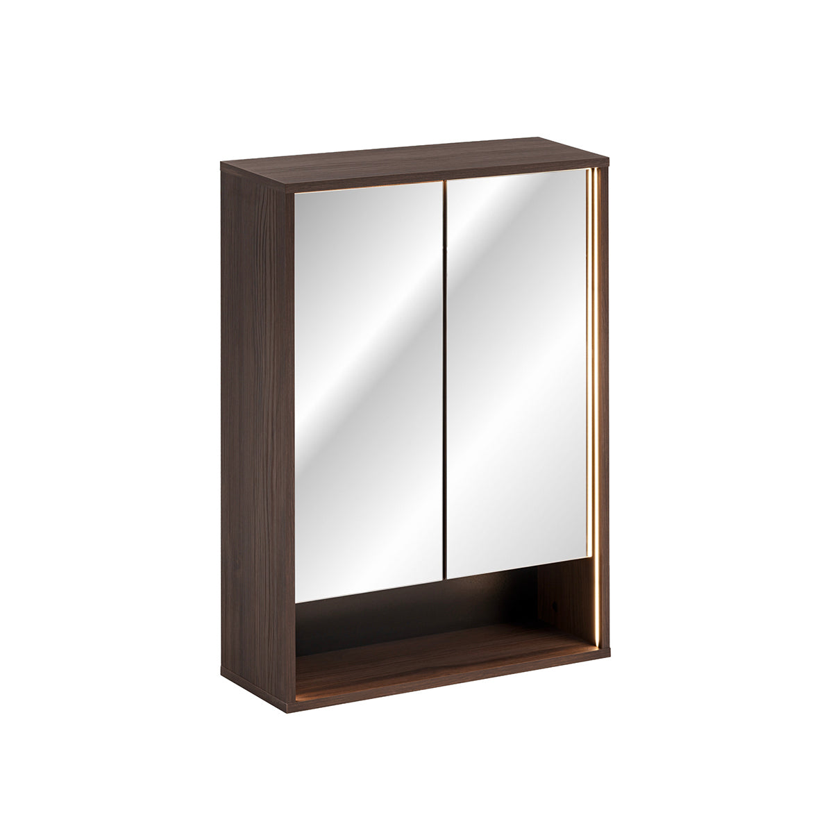 Ensemble meuble simple vasque encastrée 60cm et armoire miroir Moka Bois foncé - vue 5