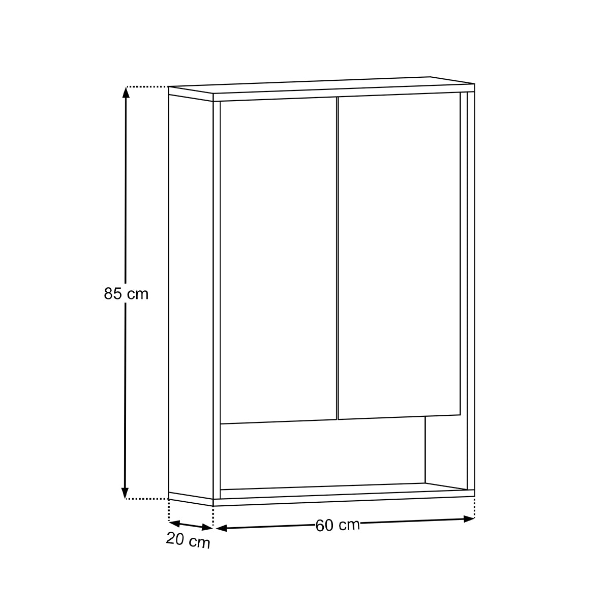 Miroir armoire murale 2 portes 60cm Moka Bois foncé - vue 8
