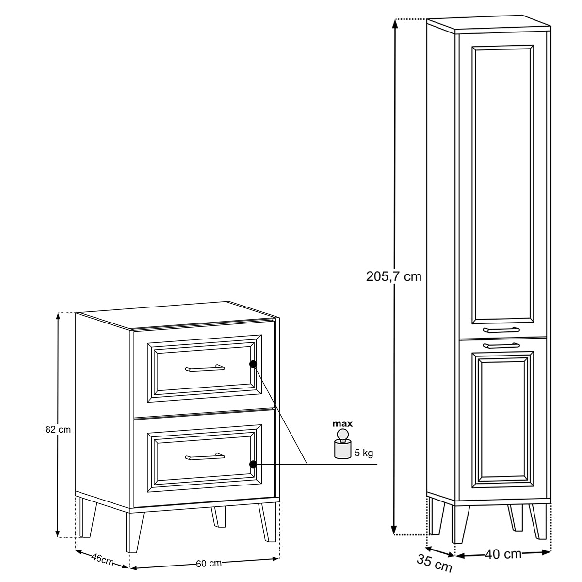 Ensemble meuble simple vasque encastrée 60cm et colonne Moka Bois foncé - vue 9