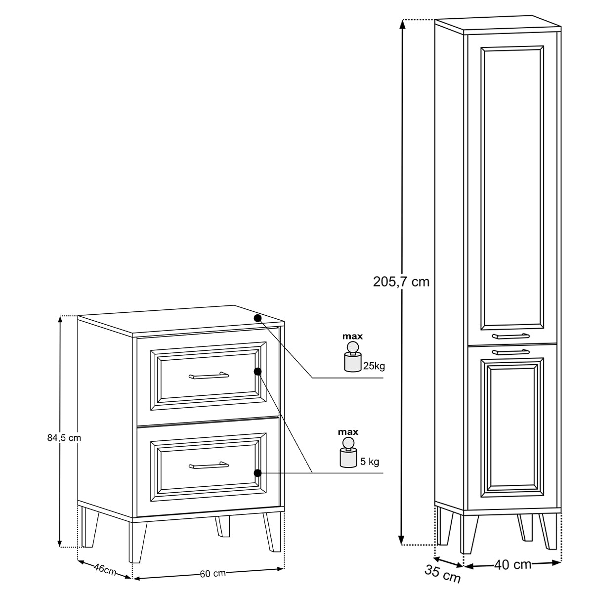 Ensemble meuble simple vasque 60cm et colonne Moka Bois foncé - vue 9