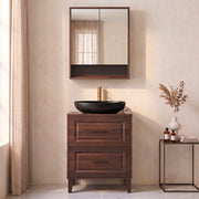 Ensemble meuble simple vasque 60cm et armoire miroir Moka Bois foncé