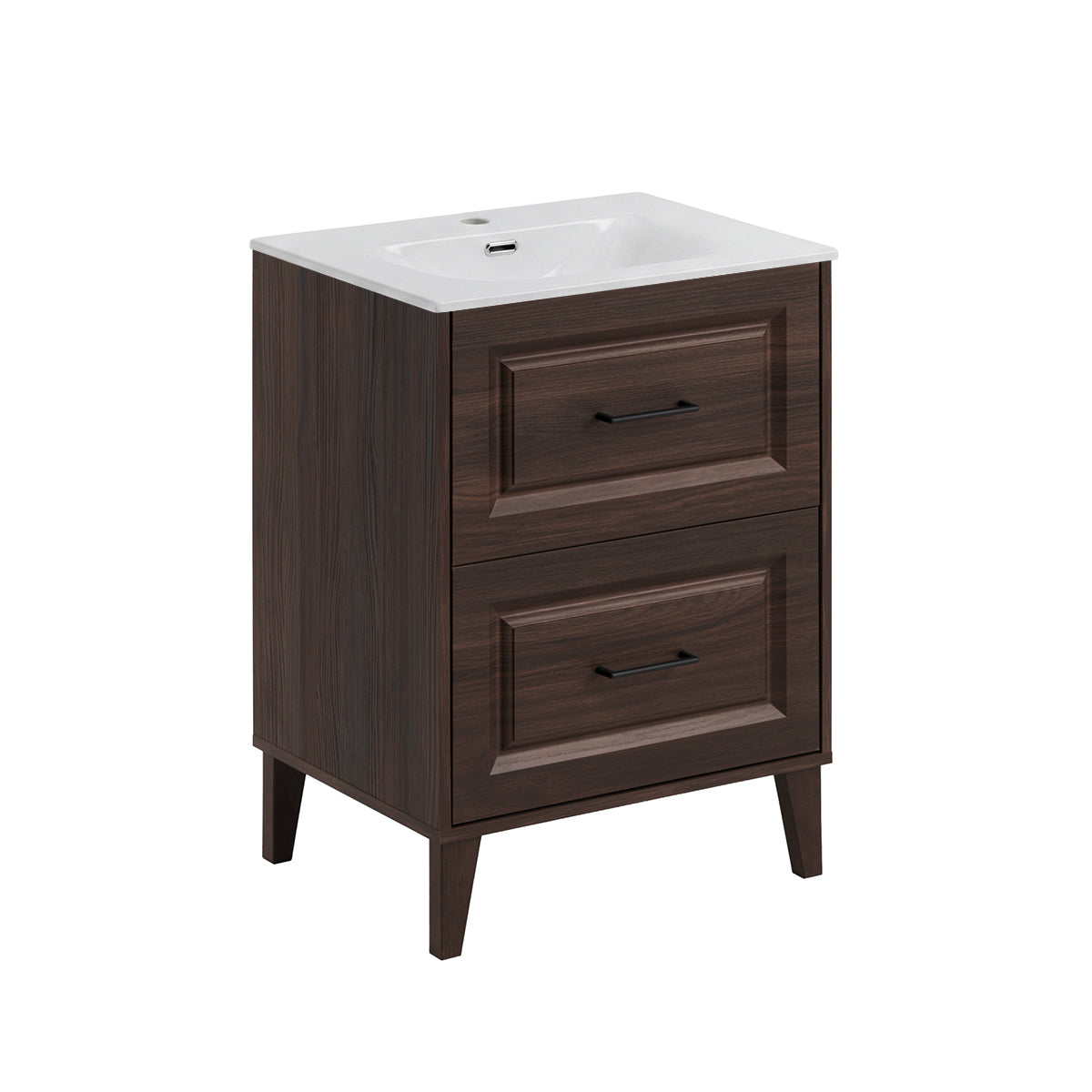Meuble simple vasque encastrée 60cm Moka Bois foncé