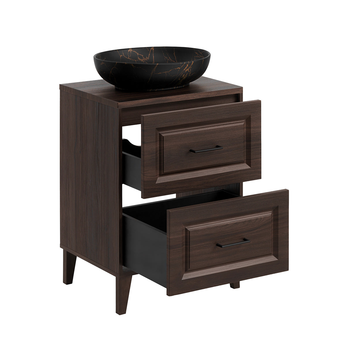 Ensemble meuble simple vasque 60cm et colonne Moka Bois foncé - vue 3