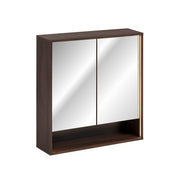 Miroir armoire murale 2 portes 80cm Moka Bois foncé