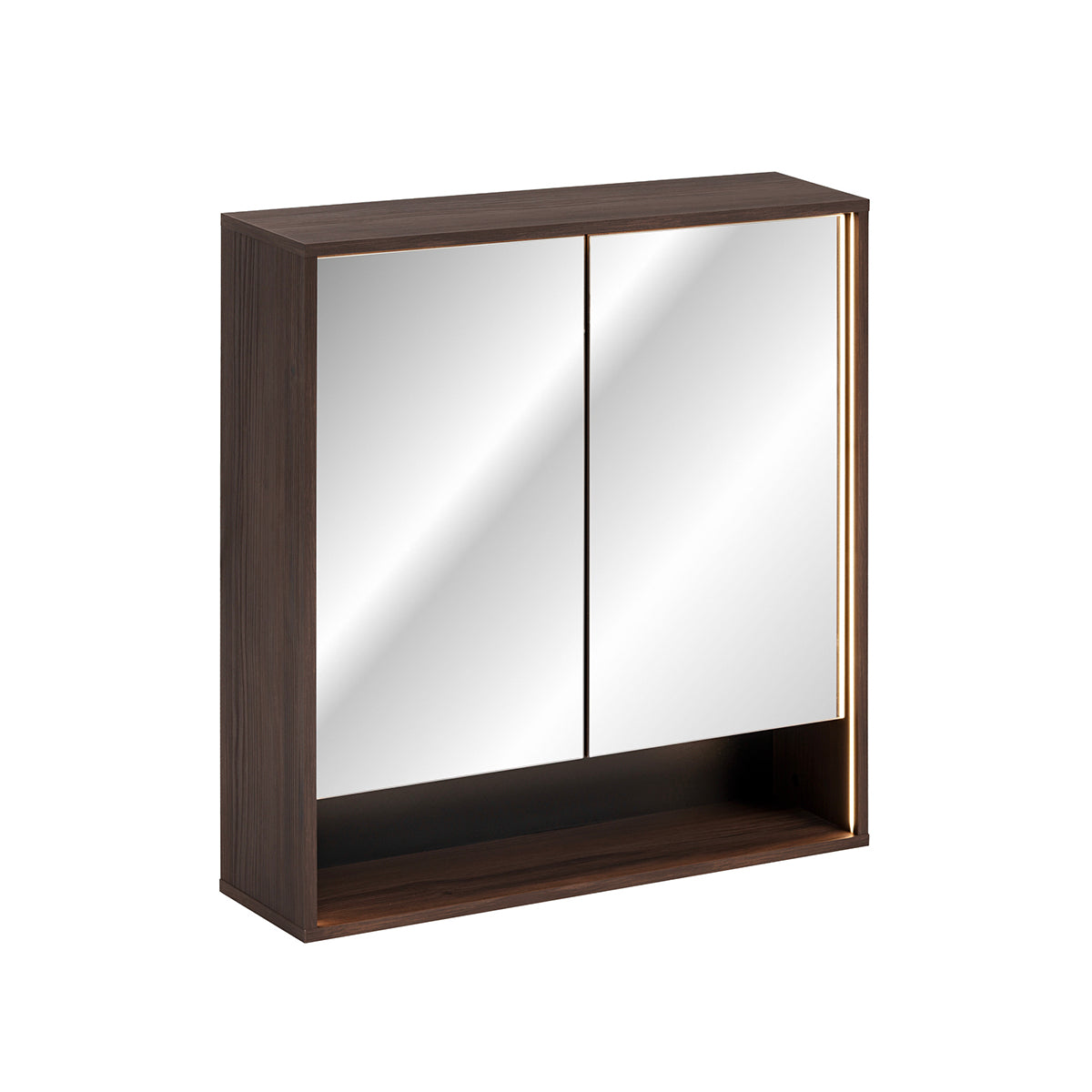 Miroir armoire murale 2 portes 80cm Moka Bois foncé