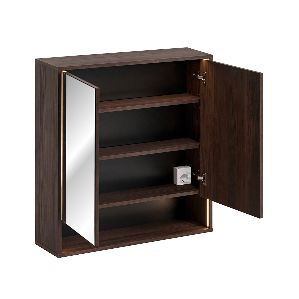 Ensemble meuble simple vasque 80cm colonne et armoire miroir Moka Bois foncé - vue 5